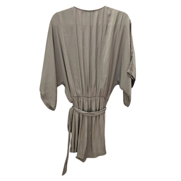 Lulus Ain't It Grand Olive Green Satin Surplice Romper size Medium - Picture 3 of 15